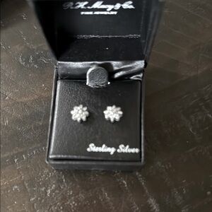 Elegant Silver Flower Stud Earrings